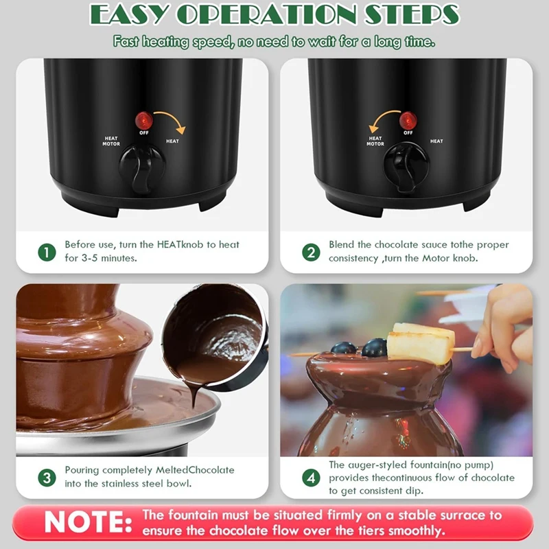 Three Layer Chocolate Fountain Machine Electirc Chocolate Fondue Set Detachable Mini Nostalgia Melting