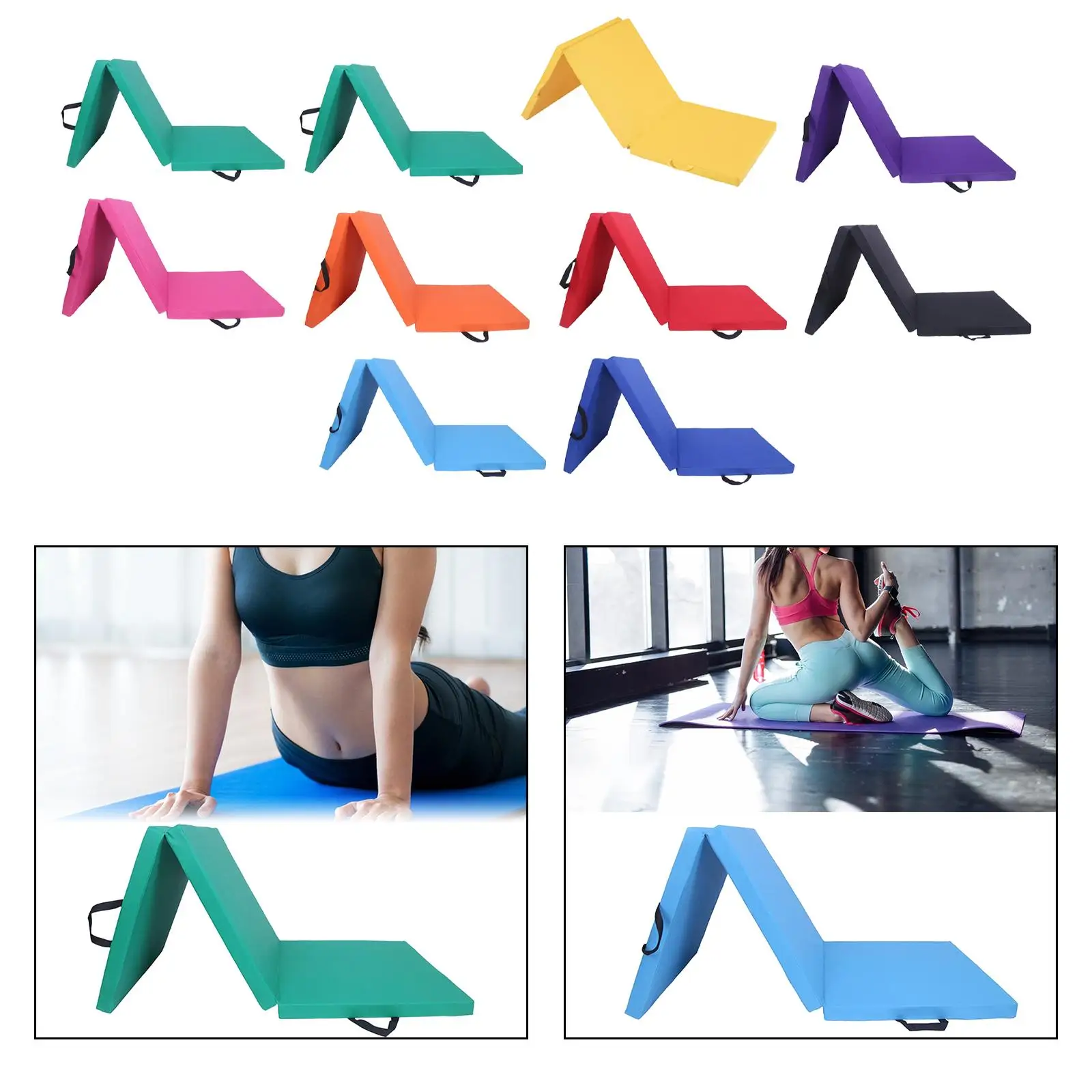 Three Fold Folding Thick Exercise Mat Yoga Pad Men Women Home Gym Yoga Mat for