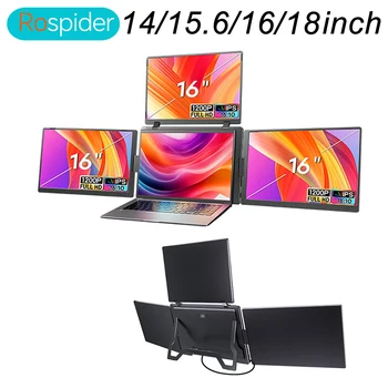 Monitor LCD de triple pantalla para ordenador portátil, pantalla FHD portátil, Monitor secundario para portátil con subpantalla de un solo cable de 14 pulgadas 1
