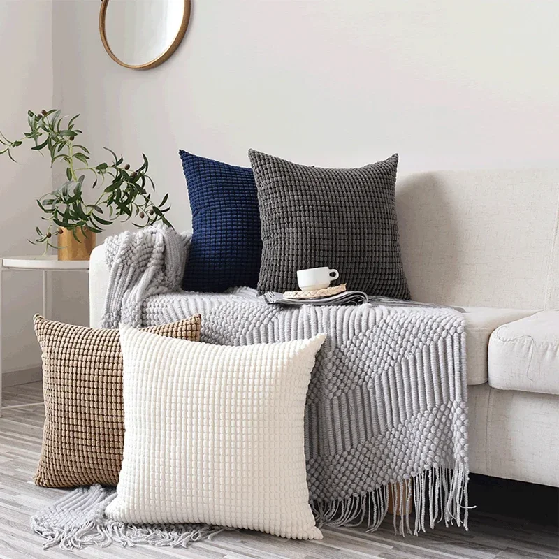 

30/45/50cm Striped Corduroy Fabric Solid Color Cushion Cover 30/45/50CM Sofa Bed Decoration Classic Simple Pillowcase