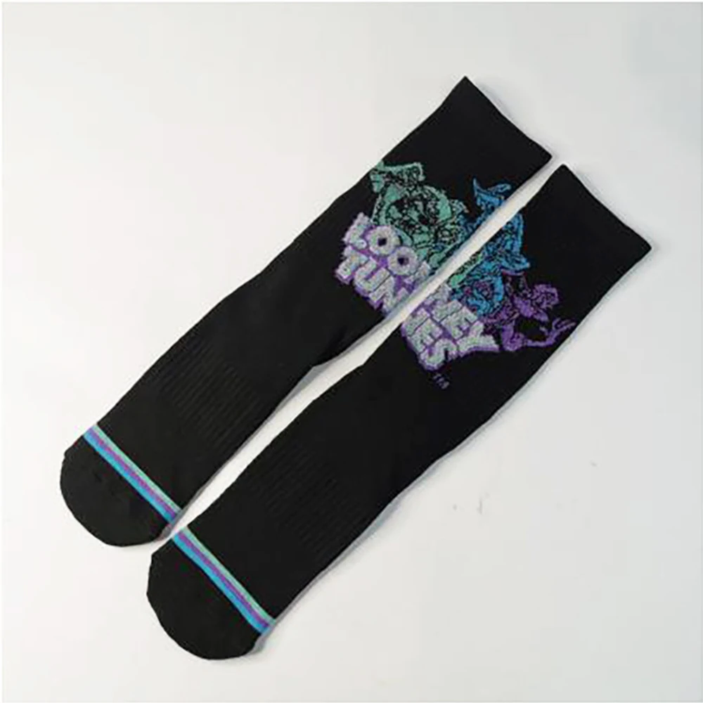 2Pair Anime Print Sock Crazy Fashion Funny Novelty Cartoon Cute Men Women Comfort Happy Colorful Stitching Cotton Cool Crew Sock