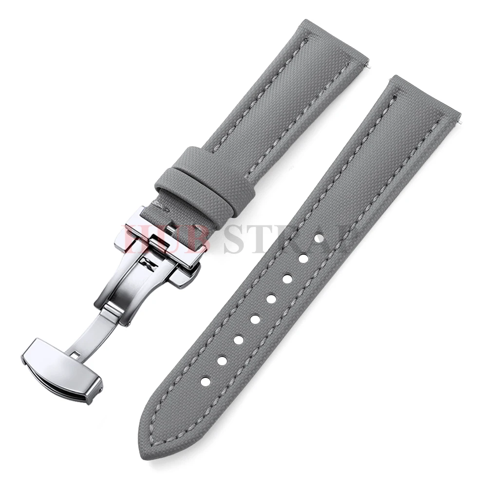 18/19/20/21/22mm für Omega für Seiko Business Segeltuch-Uhrenarmband mit Schmetterlingsschnalle, wasserdicht, für Herren und Damen, Schnellverschluss-Uhrenarmband – Detail 21