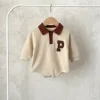 Autumn Infant Baby Boys Rompers Cotton Long Sleeve Letter Newborn Boys Bodysuits Turn Down Collar Kids Boys One-piece Jumpsuits 1