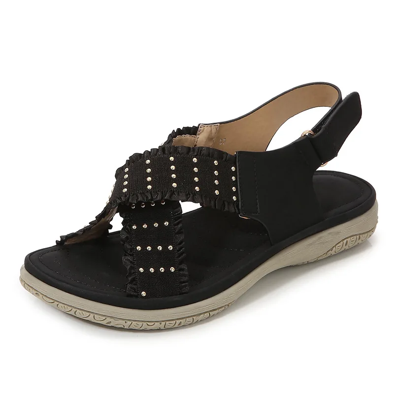 

Bohemian Style Women Sumer Sandals Cross-tried Gladiator With Hook&Loop PU Leather Shoes