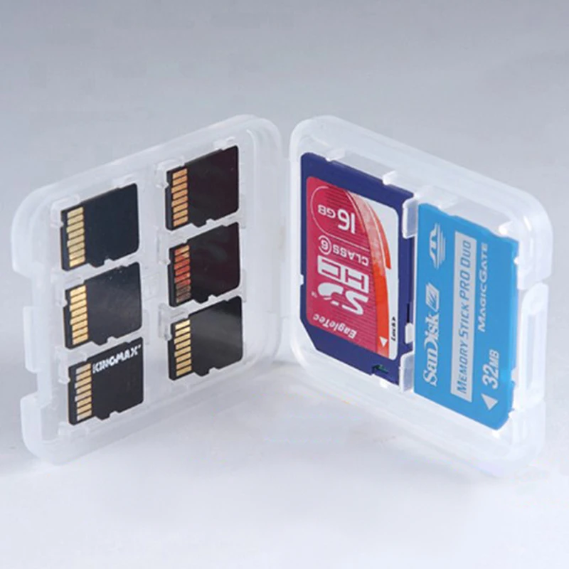 1 PC Protector Holder Micro Box For SD SDHC TF MS Memory Card Storage Case Box Bag Plastic Boxes Transparent