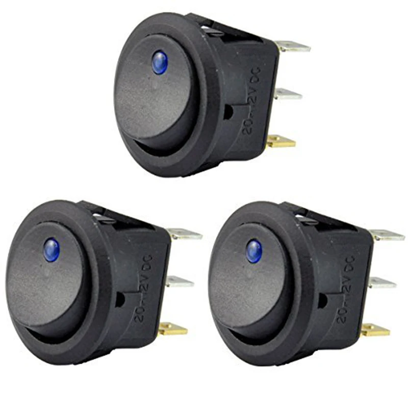 

3Pc 12V 20A Rocker Toggle LED Switch Blue Light SPST On-Off Control for Boats Off-Road Vehicles Heavy Trucks ATVs and Anything T