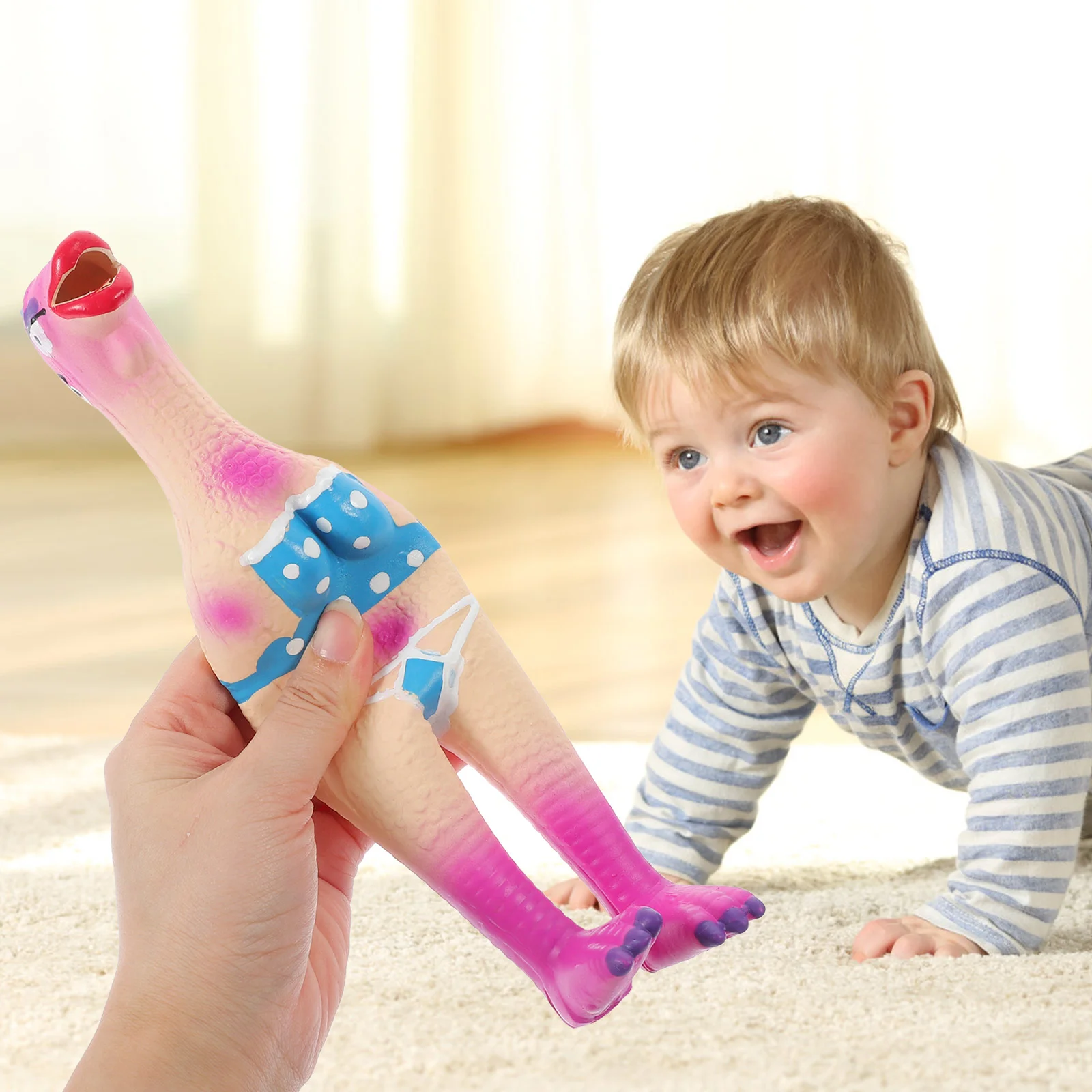 Rubber Chicken Squeeze Flashing Screaming Squeaky Shrieking Noisemakers Novelty Dog Toy Stress Practical Jokes