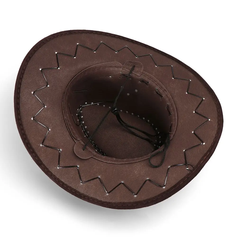 Heißer Verkauf Männer Dame Wildleder Polyester West Kostüm Unisex Kappe Cowboy Hut – Detail 6