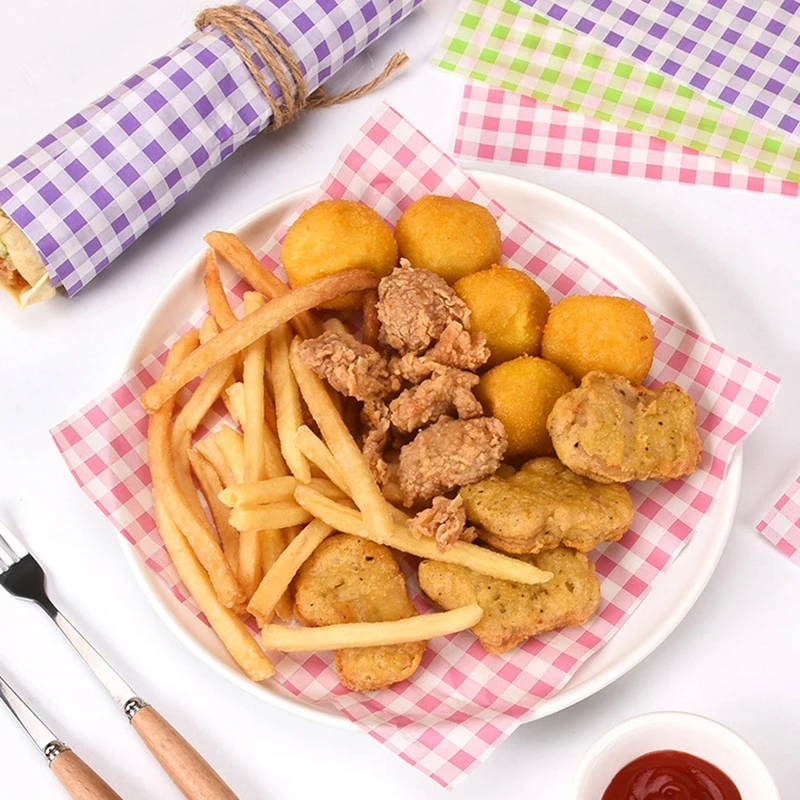 50 Sheets Greaseproof Wax Paper – Multi-Color Oil-Proof Food Wrapping Sheets for Sandwi... - SKU GWP02020 - UGI Packaging