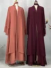 Abaya Ouverte en Mousseline de Soie pour Femme Musulmane, Kaftan Islamique, Caftan Marocain, Robe Modeste, Kimono de Dubaï, Ramadan Kebaya