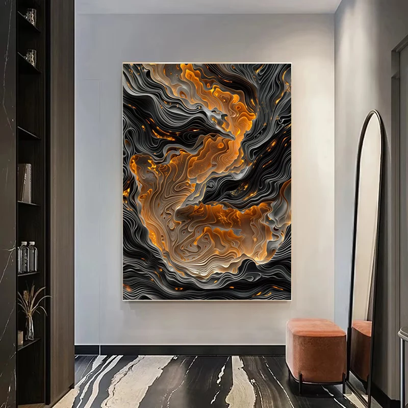 Abstract Lava Landscape Canvas Print - Moonrise Valley Wall Art for Home Decor