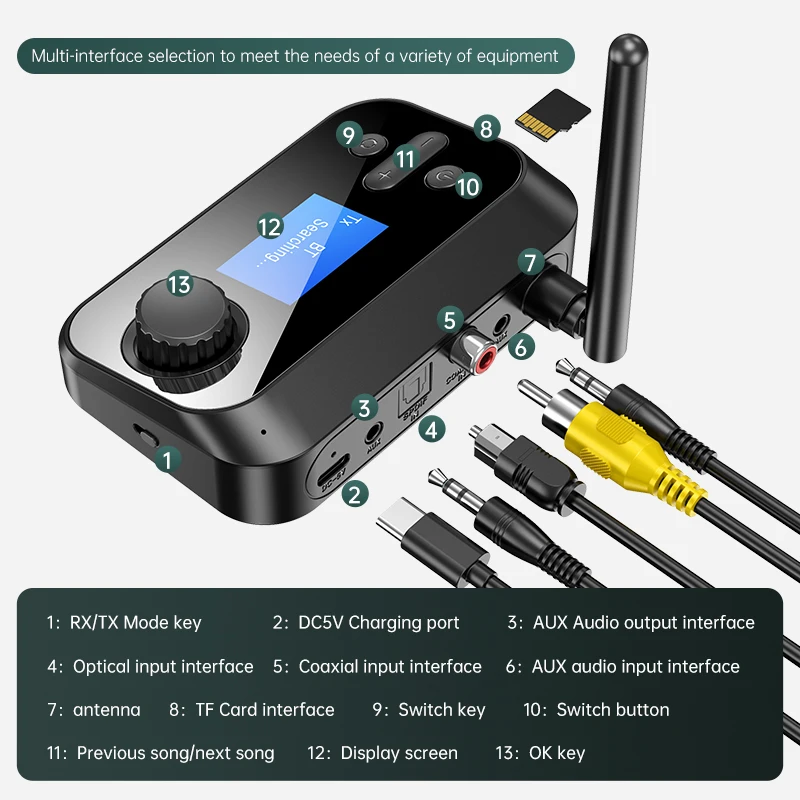 Transmetteur audio GENERIQUE Récepteur et transmetteur bluetooth 5. 0 avec  mini stéréo, adaptateur sans fil,pour tv, pc, voiture, aux rca, usb