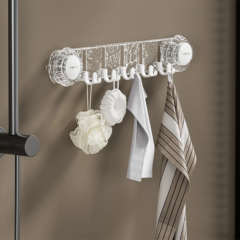 Rotating Suction Cup Corrugated Hook Wall Mounted Rack Towel Load-bearing Space Saving Bathroom Kitchen