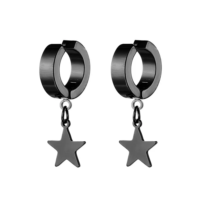 Boucles D'Oreilles Pendantes Homme Acier Inoxydable Hip Hop Style Rue PROSTEEL Or Noir