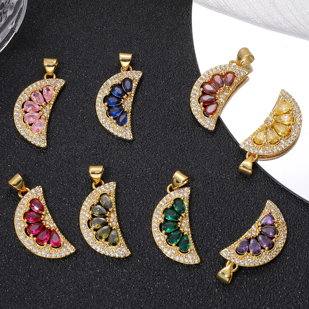 Juya 18K echt vergoldete Regenbogenkristalle Emaille griechischer böser Blick Stern Saint Mary Lächeln Gesicht Stier Liebe Herz Kreuz Charm Zubehör – Detail 3