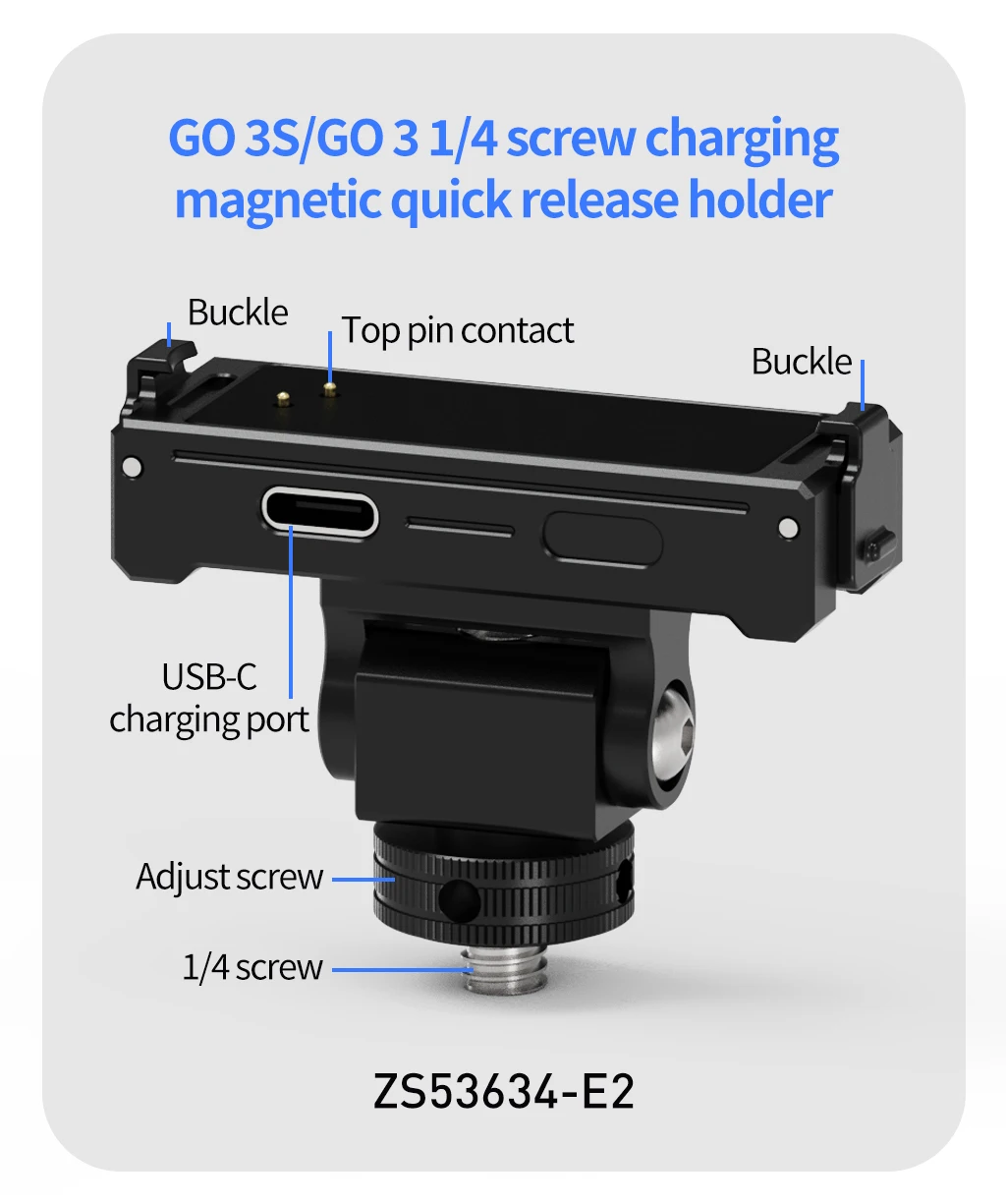 GO 3S Magnetische Halterung Ladestation Schnellverschluss Halterung Motorrad Lenker Klemme für Insta360 Go 3 3S OSMO 360 Kamera Halter – Detail 35