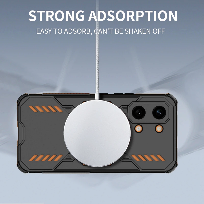 Rugged Hollow Heat Dissipation Armor Phone Case with Magnetic Shockproof Cover