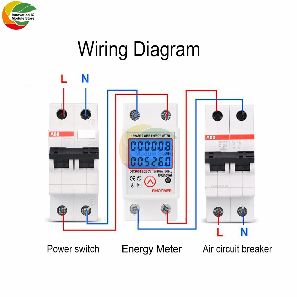 DDS6619-526L Self-recovery Backlight Display Single-phase Rail  Multi-function Energy Meter Digital Backlight Energy Meter - AliExpress