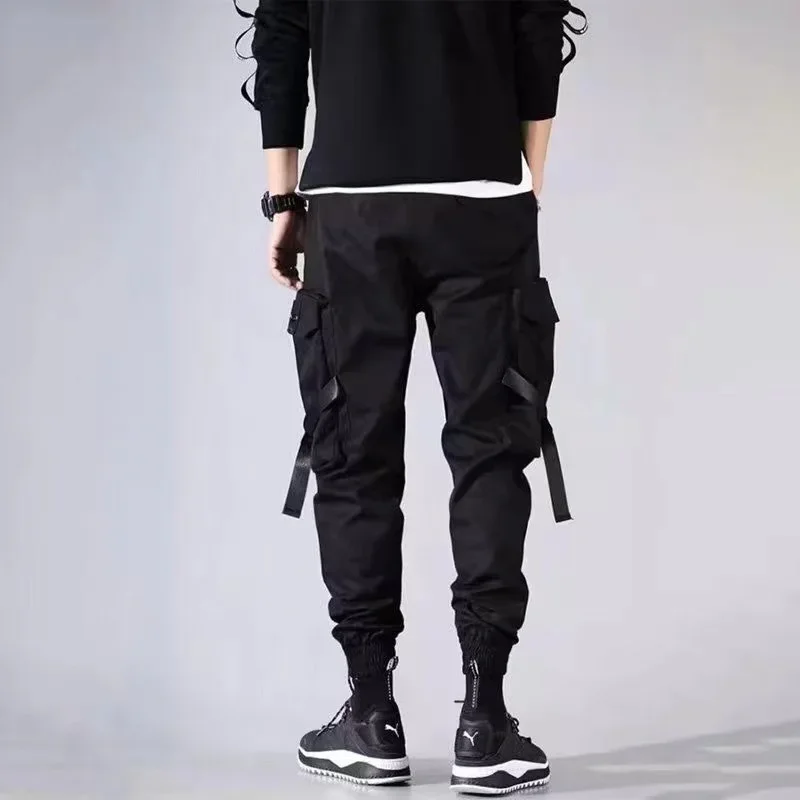 

Overalls men's fashion casual trend tie-in Slim Korean version of the loose ankle nine points ins pants