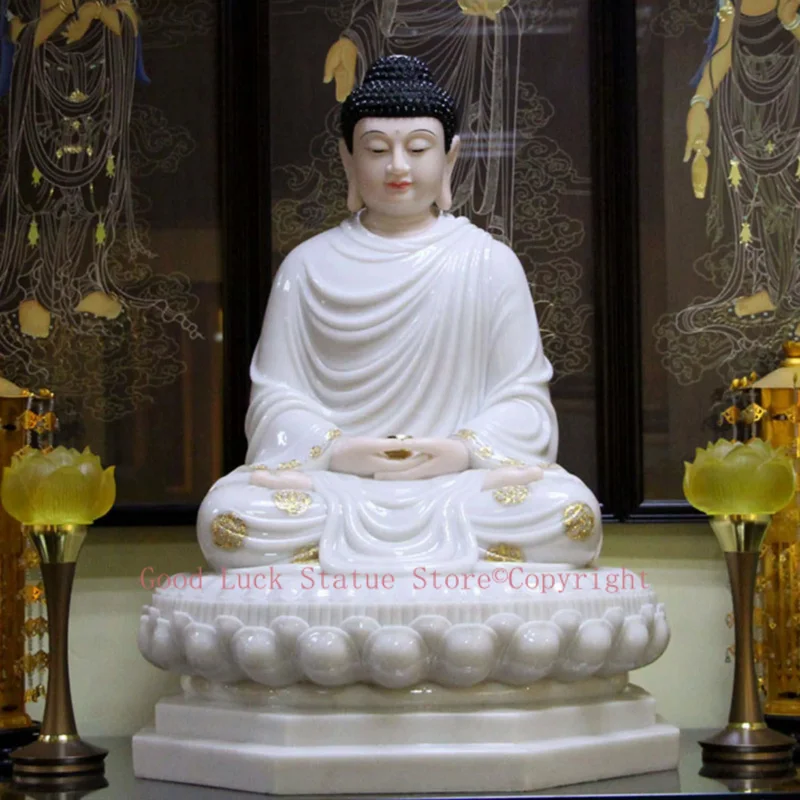 

48CM large Southeast Asia Buddhism HOME temple HIGH grade Sakyamuni Amitabha Buddha Patron saint jade statue bless safety health