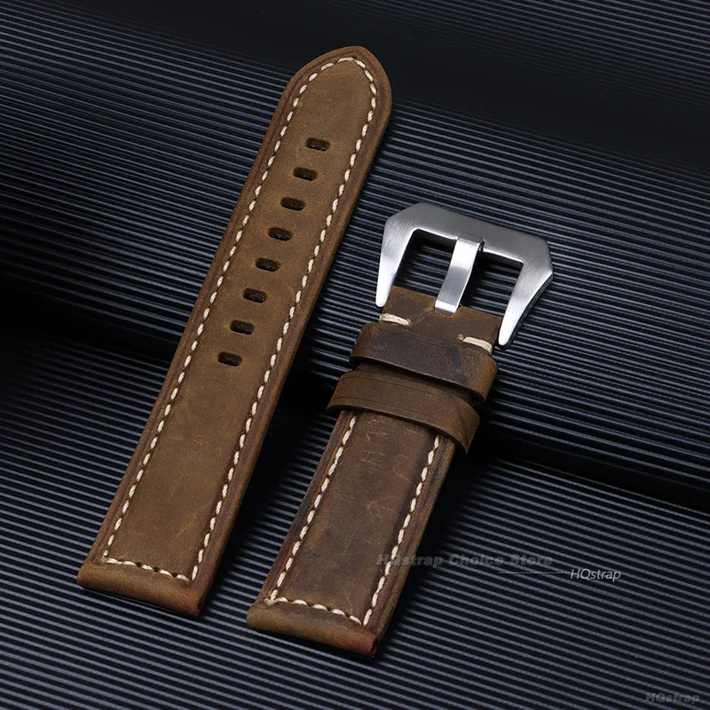Vintage Matte Genuine Leather Watchband Bracelet - Black, Blue, Brown