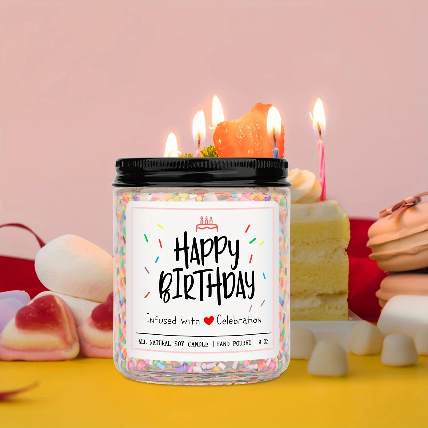

1pc Happy Birthday Candles Gifts For Women Men - Vanilla Birthday Cake Scent With Sprinkles Birthday Gifts For Women Men, Unique