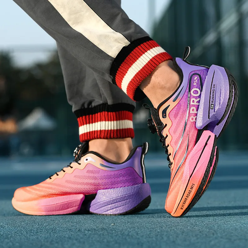 Marathon Carbon Plate Sports Running Shoes running shoes women sneakers men sneakers Men Women Breathable Lightweight Mesh Sport Shoes Comfor Rotating Button Sneakers
