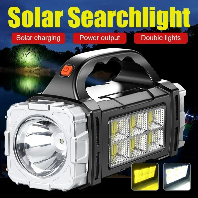 High Power Led Flashlights Camping Torch Work Light Solar Charge 4 Gear USB Rechargeable Light Waterproof for Outdoor