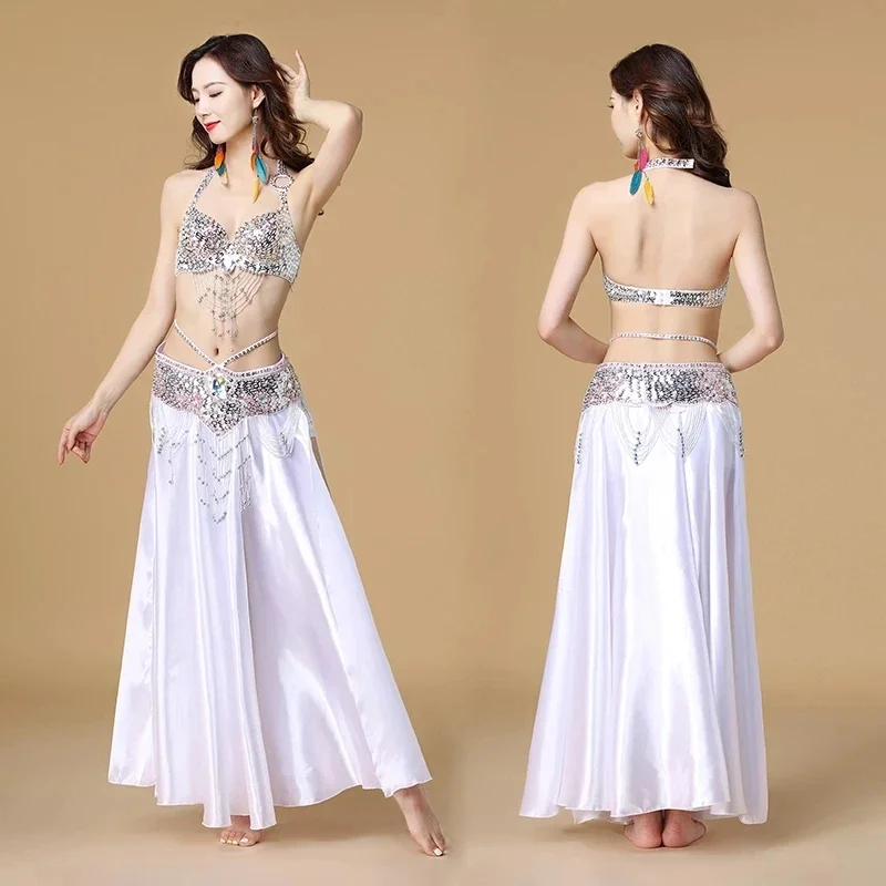 

New Belly Dance Costume Indian Dance 3pcs Set Bra Belt Skirt Sexy Dancing Women Indian Dance Clothes Bellydance Wear 8 Colors