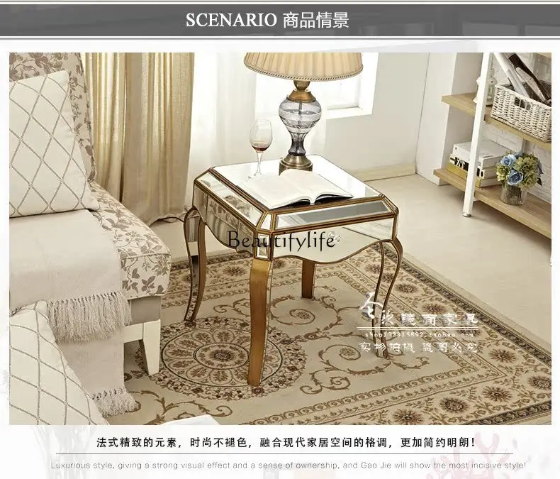 Mirror corner table glass coffee table is sofa small mini simple and modern
