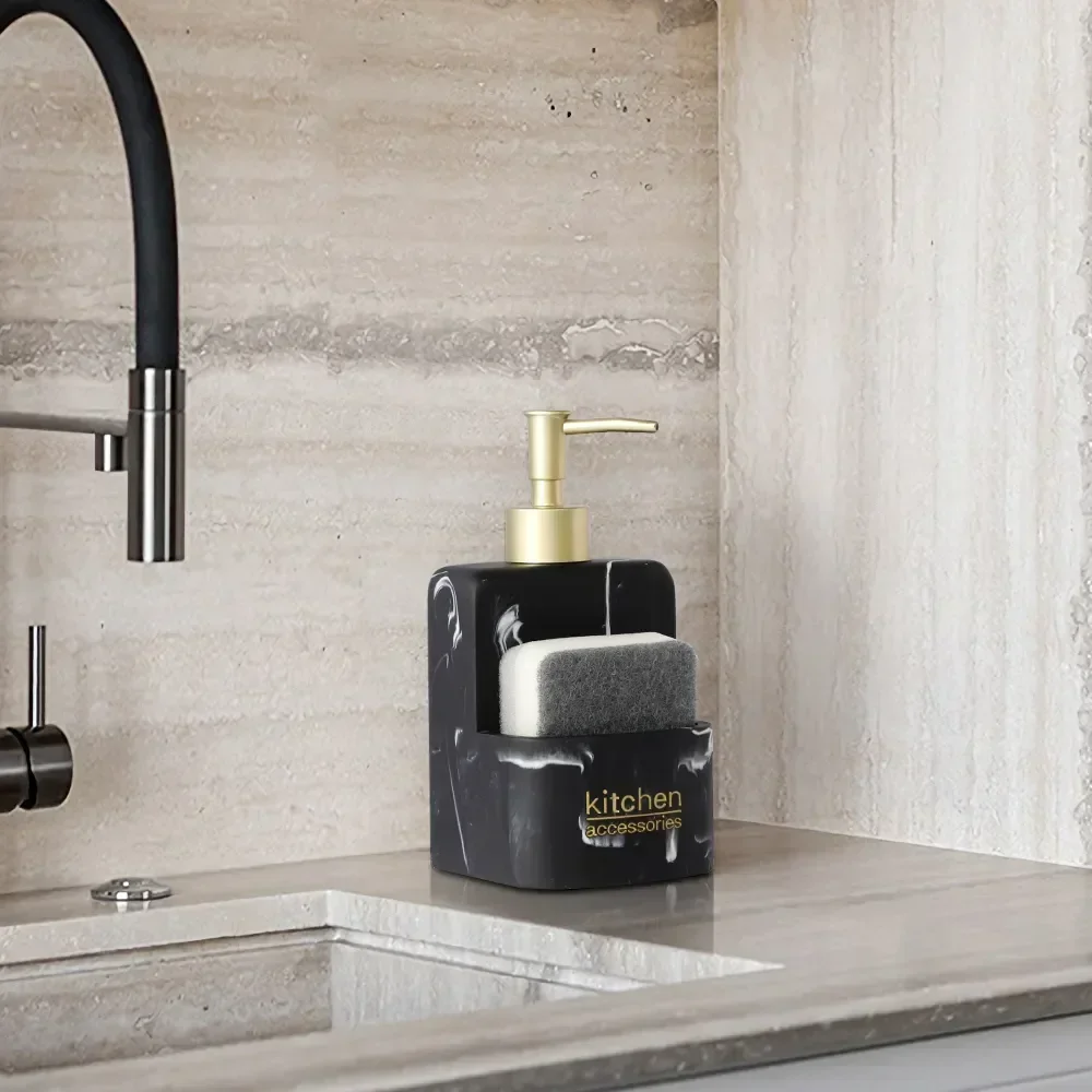 

Holds Compartment Stores Bottle Caddy Soap Sink Kitchen Liquid Dispenser Countertop Accessories With Hand Storage Scrubbers Pump