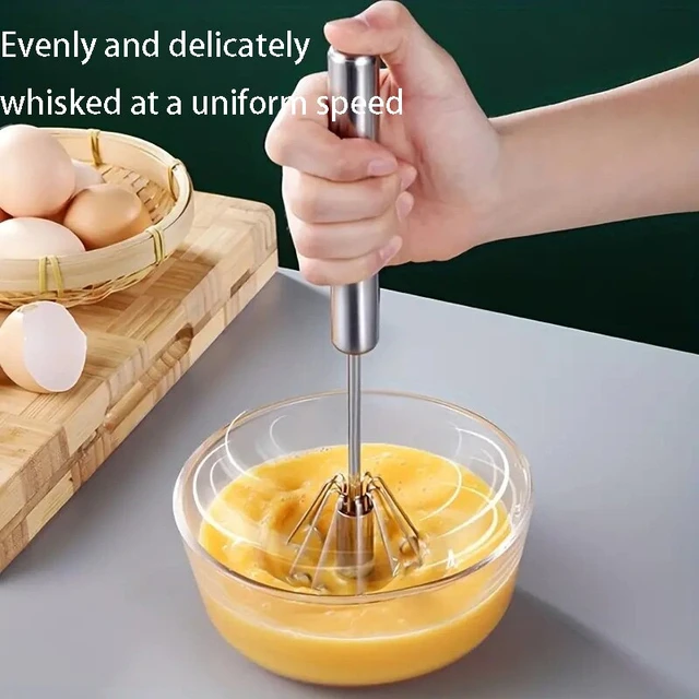 Household Stainless Steel Semi-automatic Egg Beater Press And Rotate Manual  Egg Beater Egg Cream Handheld Whipping Tool - AliExpress