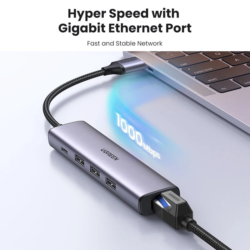 Ugreen-hub Usb 3.0 Adaptador Ethernet Rj45 Compatível com a tv Box Xiaomi mi Box s Placas de rede - Imagem 2