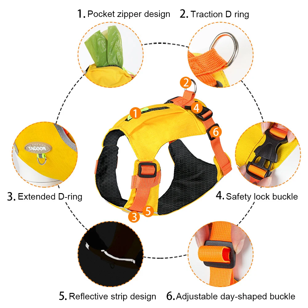 New Upgrade Zipper Dog Harness - Adjustable Reflective No-Pull Vest, Soft Padded Breathable Mesh Asy Control For Walking Running_voghion.com