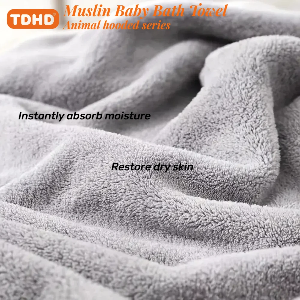 TDHD Super Soft Coral Fleece Newborn Bath Towel: Quick-Drying, Thick, and Hypoallergenic