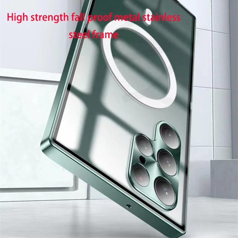 Magnetic Magsafe Case For Samsung Galaxy S24 S23 S22 S21 Ultra Metal aluminium alloy Glass protective ultra-thin back cover