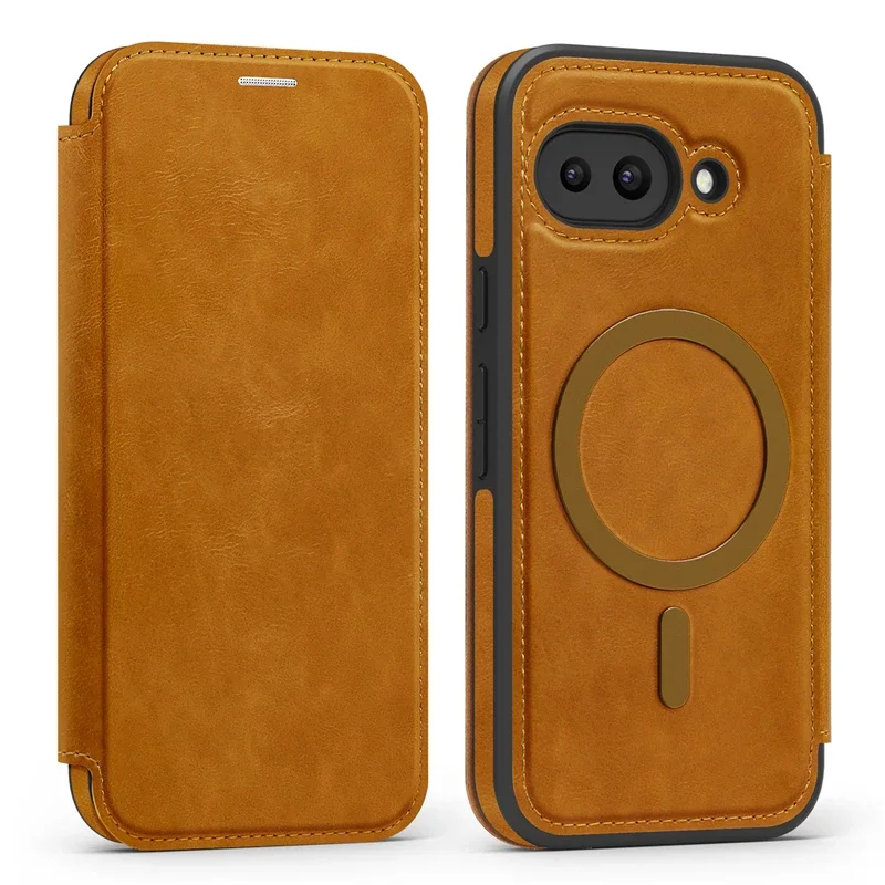 Magnetic Leather Flip Wallet Card Holder Case with Magsafe Compatibility