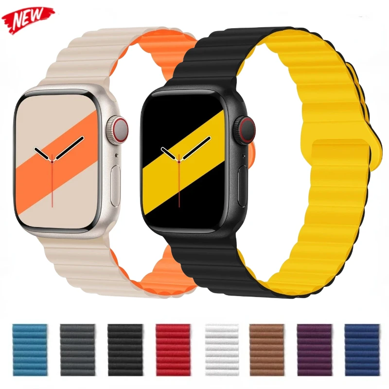 

Magnetic Loop Strap for Apple Watch Band Ultra 9 8 7 45mm 41mm Silicone Bracelet Wristband IWatch 6 5 4 3 SE 44mm 40mm 42mm 38mm