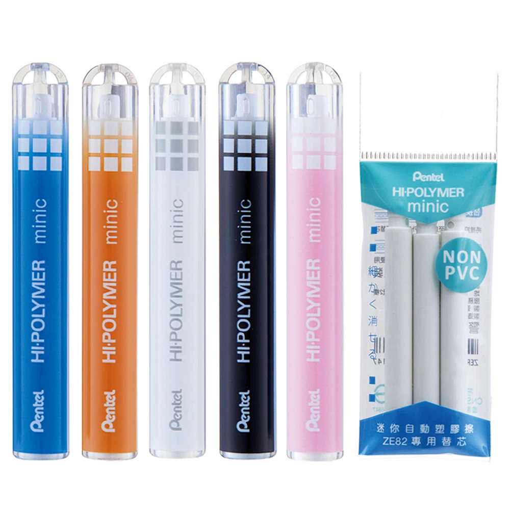 1pcs Japan Pentel Pencil Eraser ZE82 Mini Pen Style Automatic Retractable Cute Art Eraser Clean Debris Free Creative Stationery pencil eraser