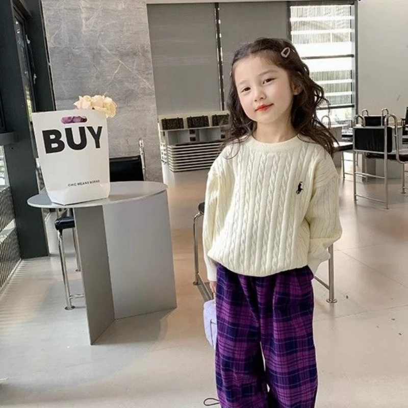 

Girls Sweater Wool Coat Kids Tops Knitting 2023 Yellow Thicken Warm Winter Autumn Toddler Cottons Pullover Children's Clothing