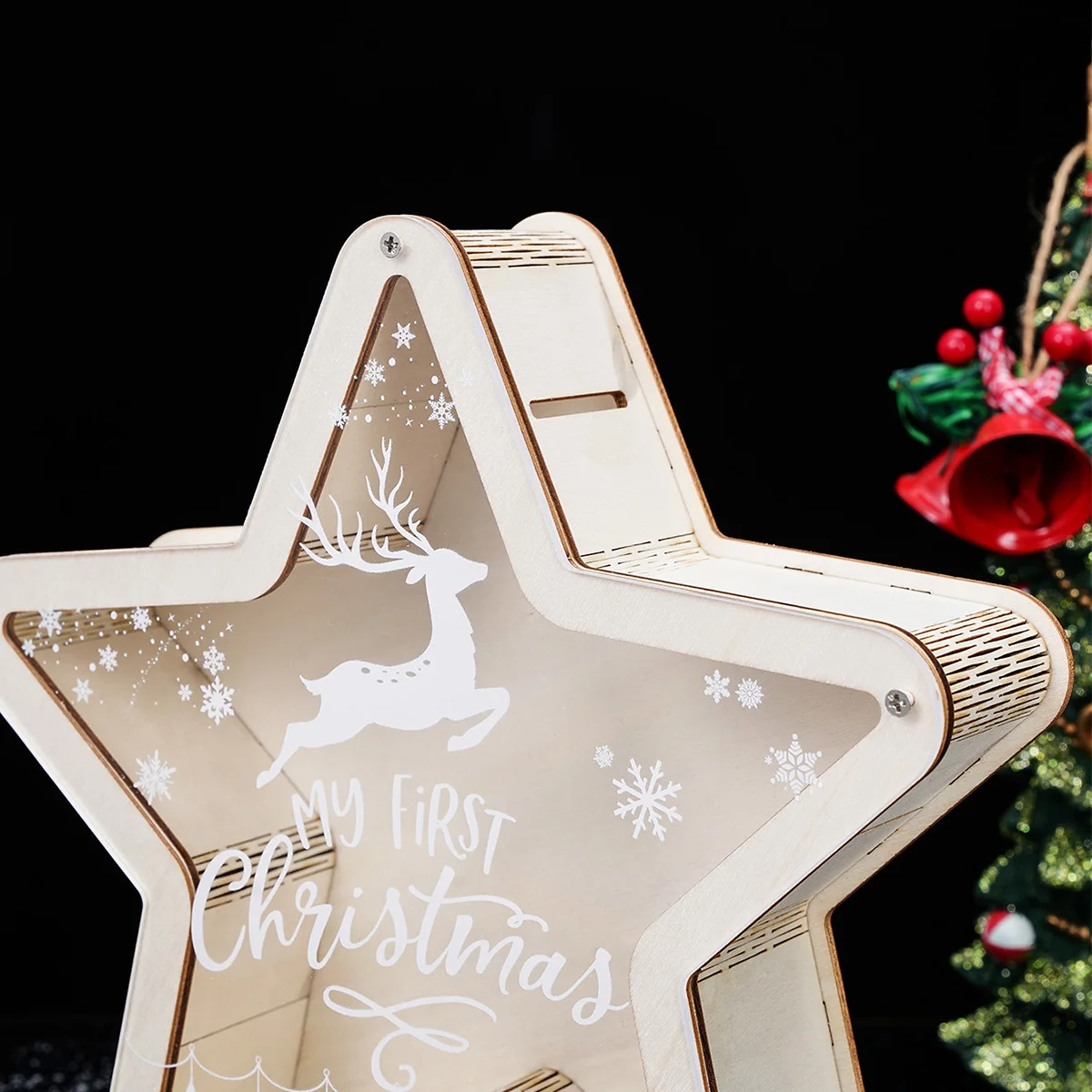 1PC, five-pointed star-shaped Christmas deer money box, Christmas decoration, suitable for Christmas decorative items and gifts