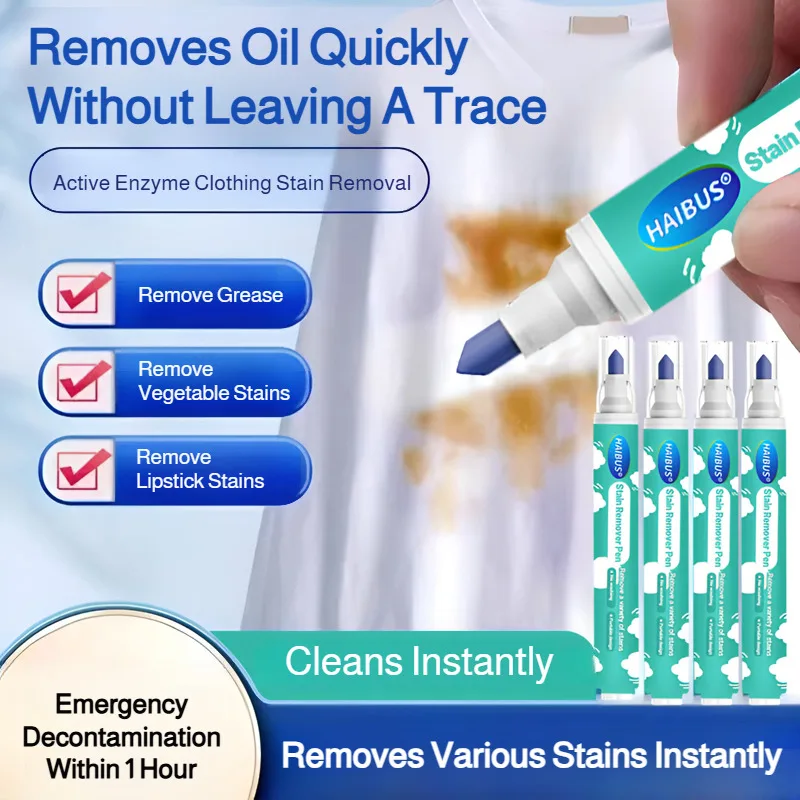 Emergency Stain Remover Pen Portable Instant No-Wash Oil Stain Cleaner For White Clothes Fast-Acting Safe
