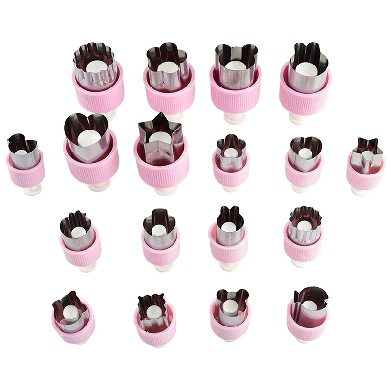 Baking Molds Fun Functional Vegetable Cutter Shapes Stainless Steel Press-type Mini Cookie Cutter For Kids