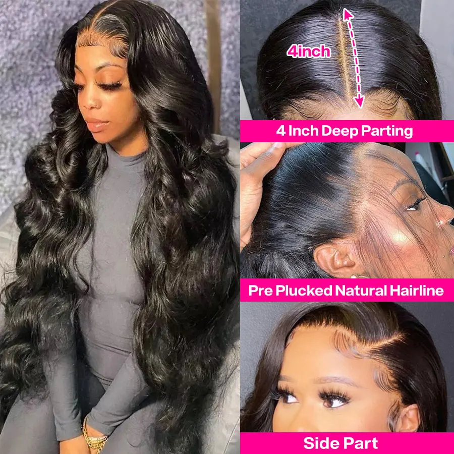13X4 13x6 Body Wave Lace Front Wigs HD Lace Frontal Wig Cheap Brazilian Transparent Lace Front Human Hair Wigs For Women 13x6x1T