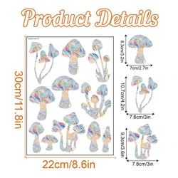 Colorful Prism Glass Window Decals - Cat and Butterfly Designs for Home and Kids' Room Decor (Mushroom)