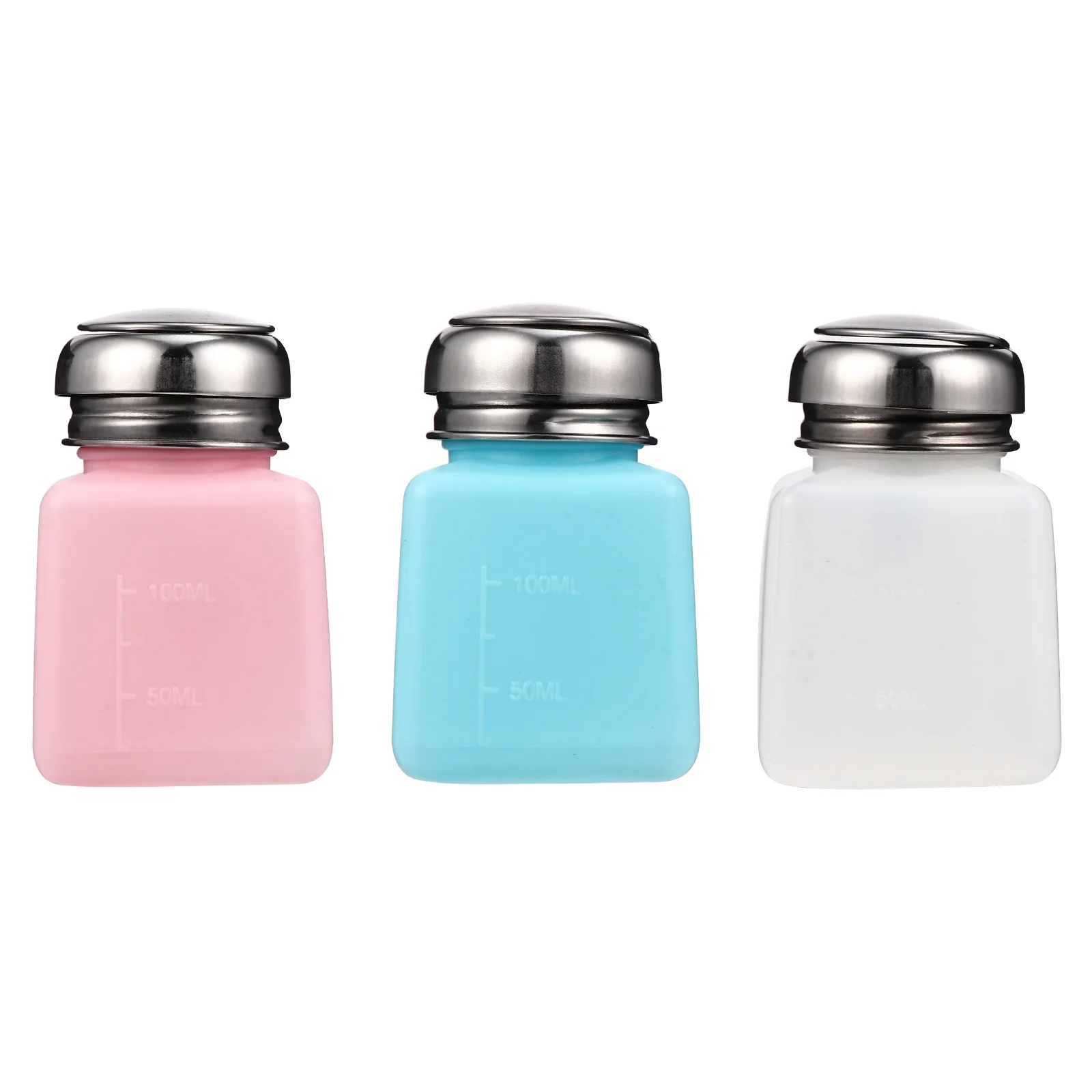 3Pcs 100ml Nail Polish Cleaner Pressing Bottle Dispenser Refillable Container 200ml nail empty bottle pump container storage dispenser liquid acrylic nail polish remover cleaner portable manicure tools 004