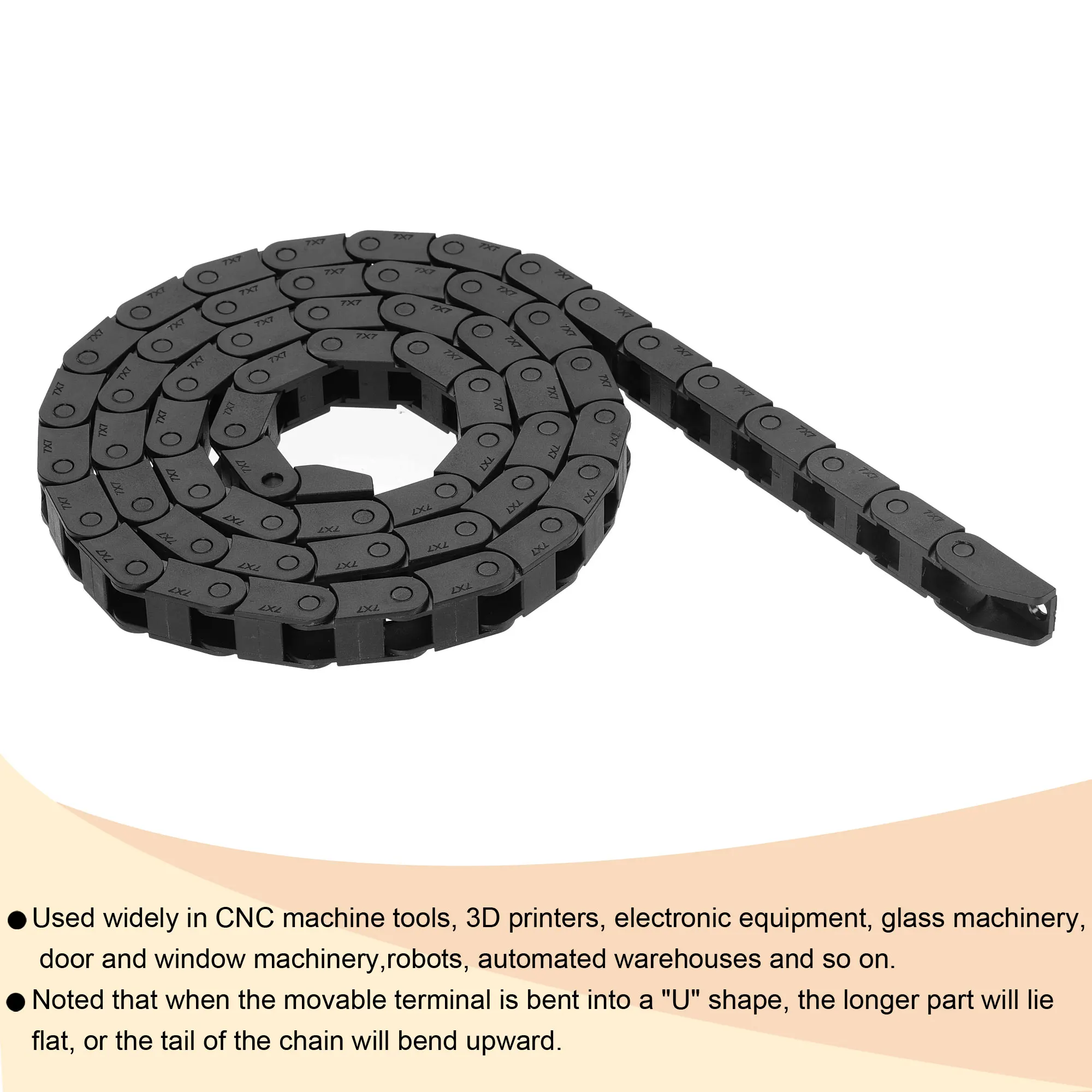 Non-opening Drag Chain Bridge Type R18 R25 R28 7x7 8x8 6x10 10x10 7x15 10x15mm L1m Cable Carrier with Ends for CNC 3D Printer