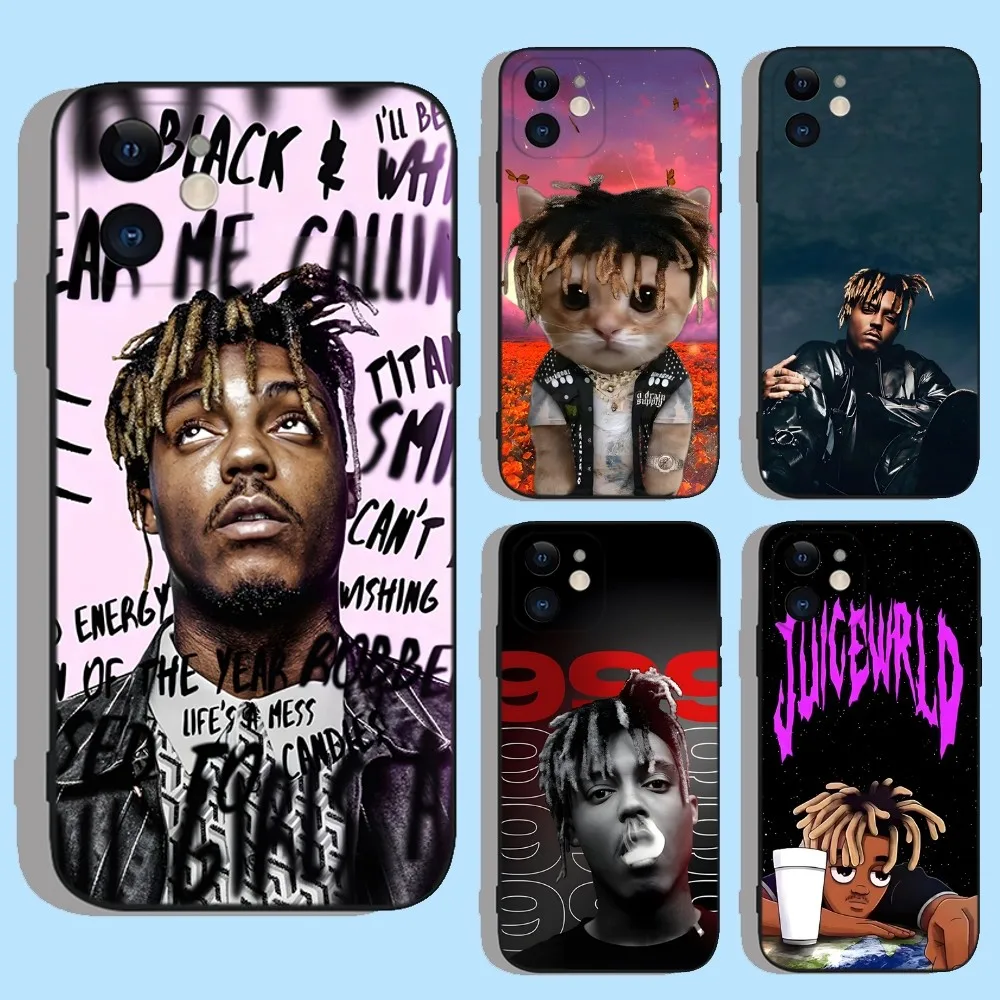Custodia Per Telefono Rapper Juice Wrld Per Apple Iphone 15,14,13,12,11,Xs,Xr,X,8,7,Pro,Max,Plus,Mini Cover Nera In Silicone