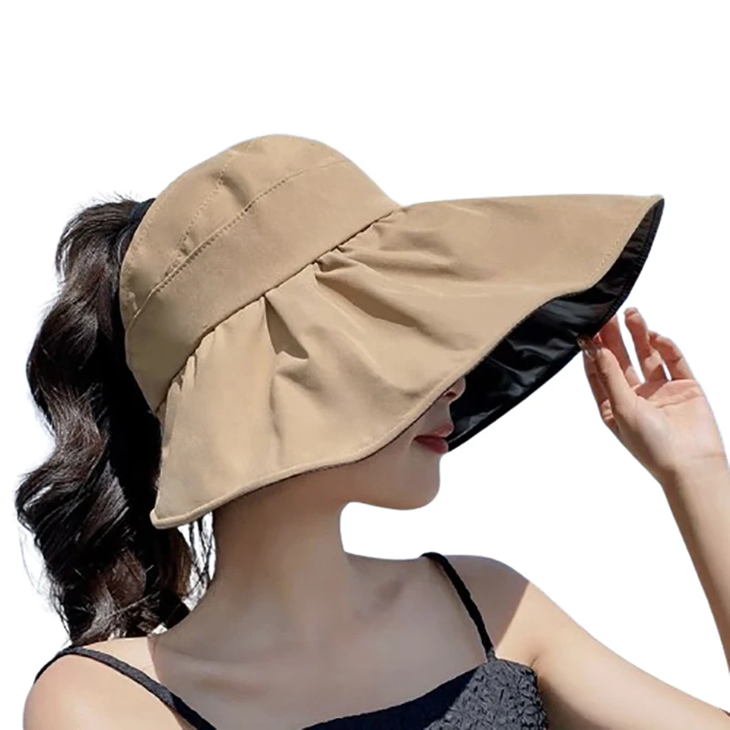 Summer Empty Top Wide Brim Sun Hat For Women Anti UV Sunscreen Bucket Hat Female Sun Protection Outdoor Beach Cap