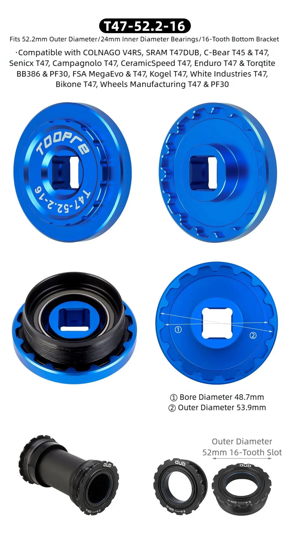 TOOPRE Fahrrad-Innenlager-Abzieher T45/T47 Integriertes Gewinde-Innenlager-Abziehwerkzeug – Detail 7